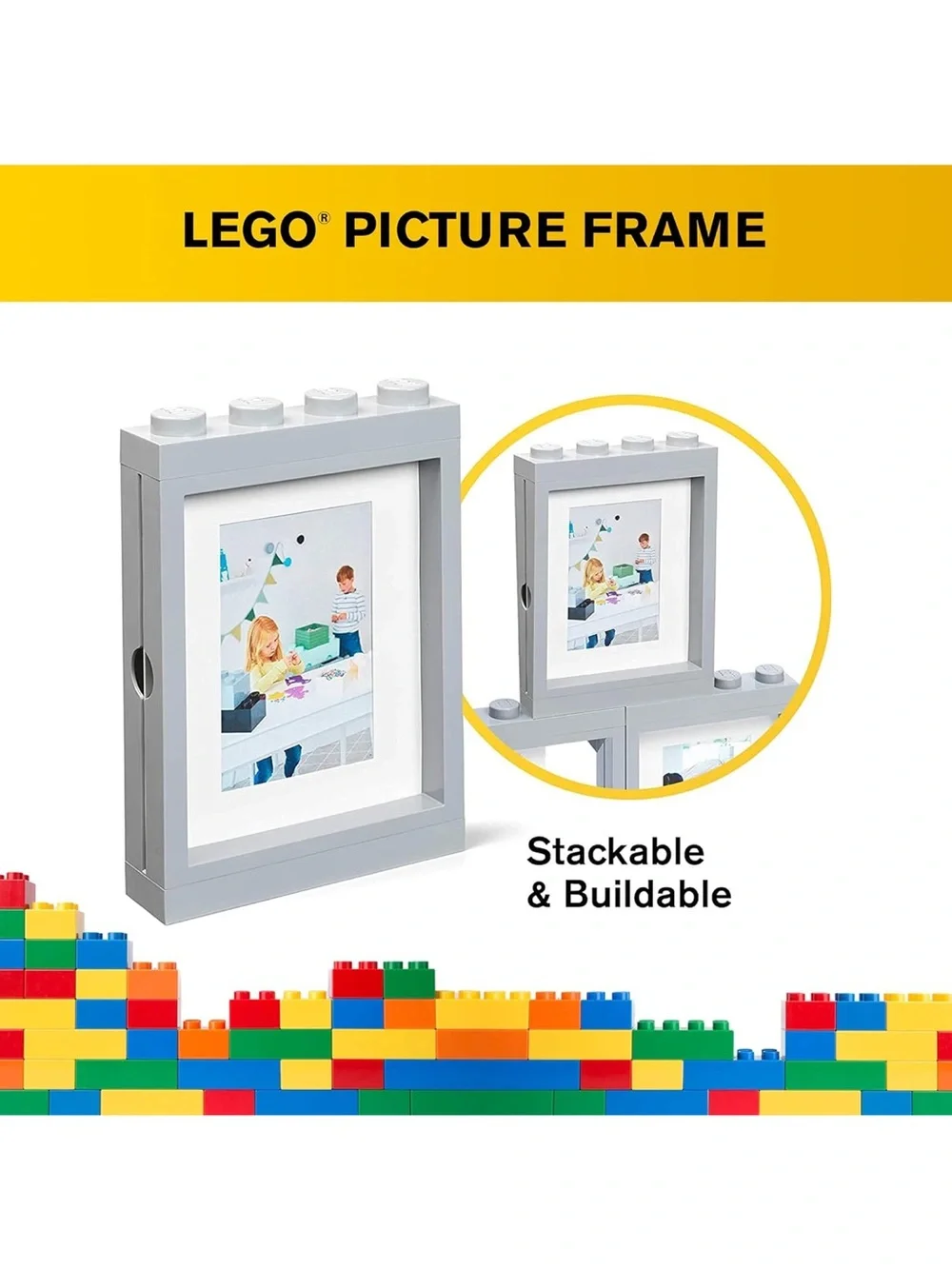 Lego Picture Frame Cadre Photo Gray 4113 5 x 7 inches NEW - Picture 13 of 14